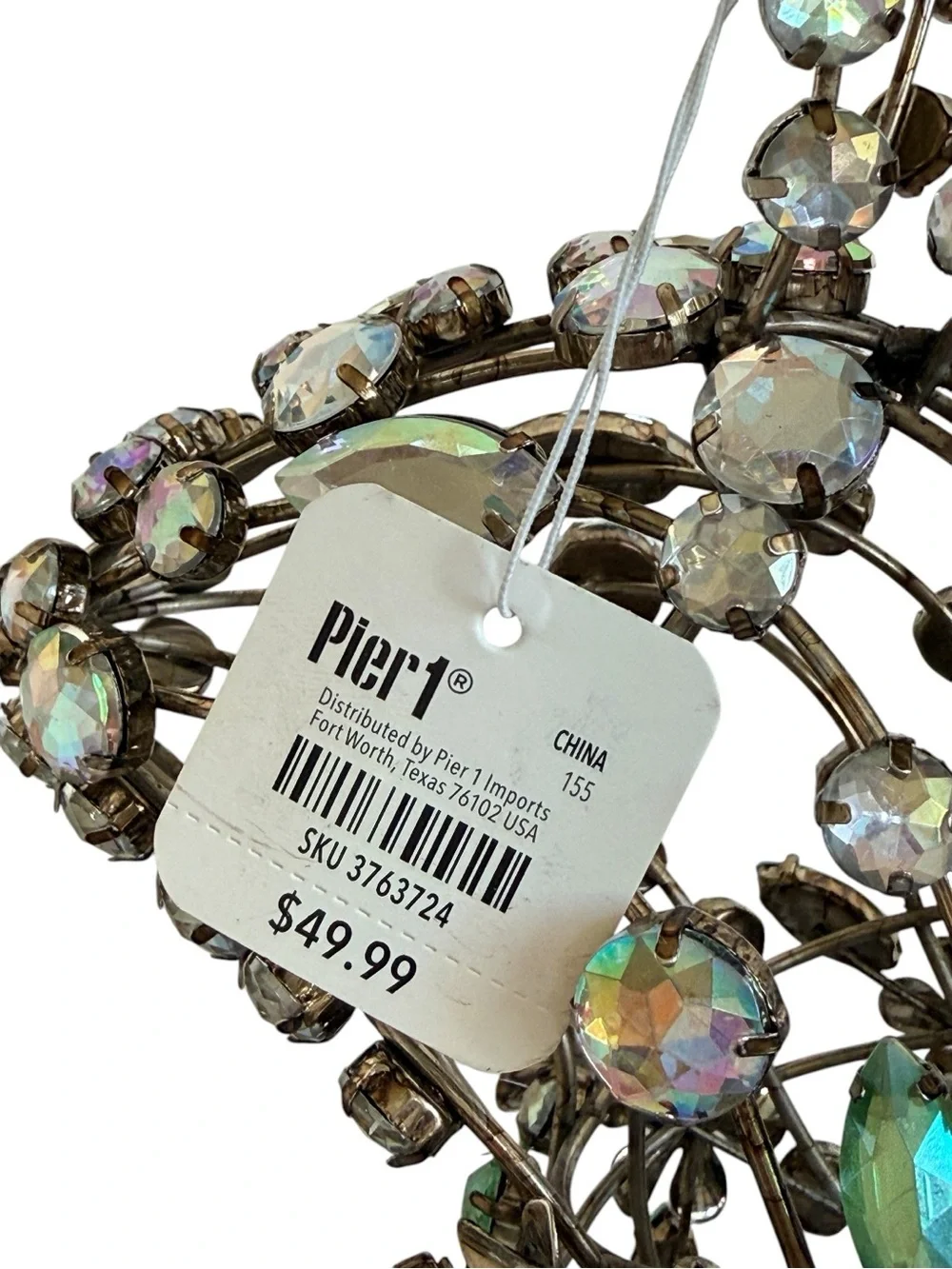 Pier 1 Jeweled Easter Bunny Rabbit Metal Wire Gems Crystals Pink Green New